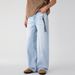 LKTM Men's Glacier Blue Straight Leg Jeans Summer Style Unisex Cleanfit Simple Couple Pants_mkmklike.com