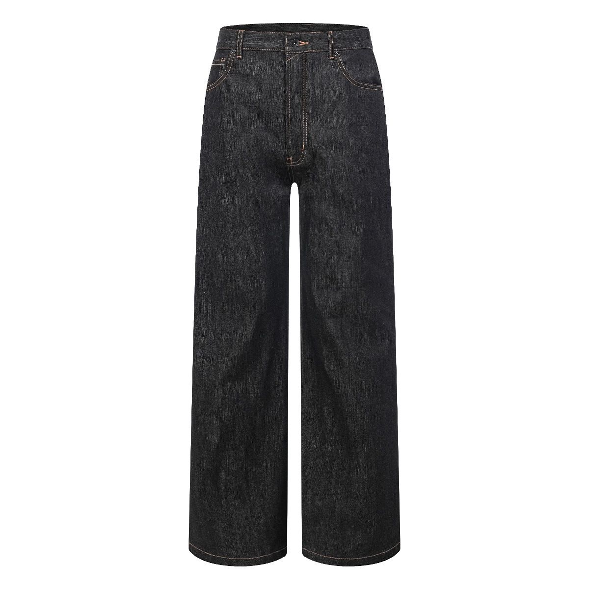 Men's Slim Fit Straight Leg Jeans - Classic Raw Denim With Selvedge Detail & Mid Rise For Everyday Wear_mkmklike.com