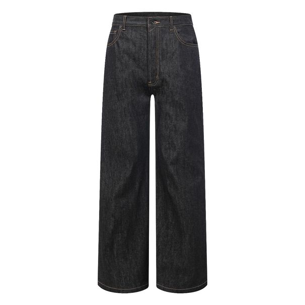 Men's Slim Fit Straight Leg Jeans - Classic Raw Denim With Selvedge Detail & Mid Rise For Everyday Wear_mkmklike.com