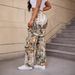2025 Autumn New Cross-Border Printed Fashion Workwear Casual Loose Straight Mid-Waist High-Quality Women's Denim Pants_mkmklike.com