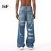 EF JEANS | 2024 New American Street Hip Hop Wind Heavy Industry Multi-hole Design Sense Straight Jeans Tide_mkmklike.com
