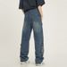 Men's Multi-pocket Cargo Jeans Loose Niche Straight Leg Wide Leg Retro Washed Jeans_mkmklike.com