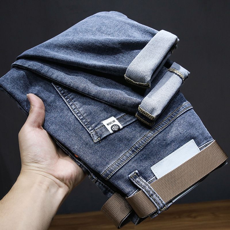 Men's Clothing Jeans 2024 Spring And Autumn Thin Style Brand Printing Slim Fit Slim Elastic Korean Style Casual Long Pants_mkmklike.com