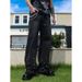 Men's American Streetwear Loose Straight-Leg Jeans Embellished Denim Pants with Beaded Details_mkmklike.com