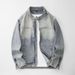 Loom Unique Retro Stand Collar High-end European And American Street Style Cool Motorcycle Denim Jacket For Men_mkmklike.com