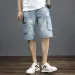 2025 2025 Summer Casual Loose Five Pockets Men's Denim Shorts Trendy Loose Workwear Pants Vintage Blue Jeans Loose Fit Comfortable_mkmklike.com
