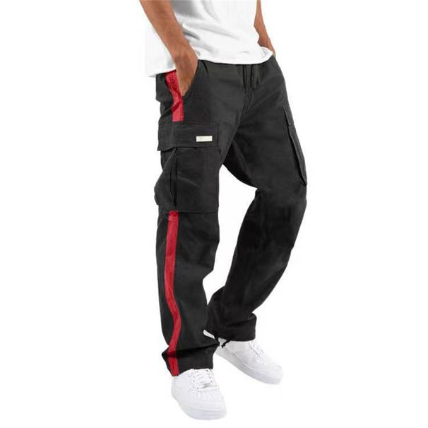 Men's Clothing Drawstring Pocket Color Patchwork Pants_mkmklike.com