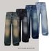 Men's Clothing loose A type straight wide leg jeans men's mopping trousers washed slim retro old high street_mkmklike.com