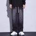 Men's Retro Style Lightweight Distressed Jeans High Street Washed Elastic Waist Straight Leg Wide Leg Long Pants Trendy Spring Autumn_mkmklike.com