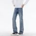 Retro Blue Jeans For Men, Autumn Style, American High Street, Loose Straight Leg, Whiskering Texture, Washed, Versatile Trousers._mkmklike.com
