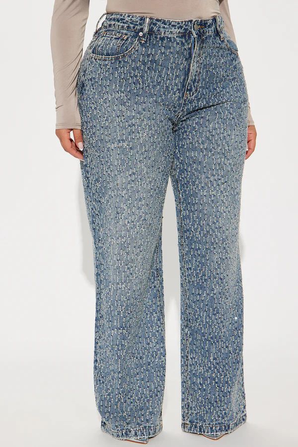Wide-Leg Distressed Jeans For Women – Vintage Wash & Embroidered Detailing (Loose Fit, Comfortable & Stylish)_mkmklike.com