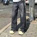 American Retro Washed Old Jeans Men's Trendy Brand Micro-pull Pants Korean Version Of Youth Casual Straight Trousers_mkmklike.com
