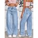 Men's & Women's Loose Fit Denim Jeans Summer Trendy Streetwear Cotton Straight-Leg Pants With Pockets_mkmklike.com