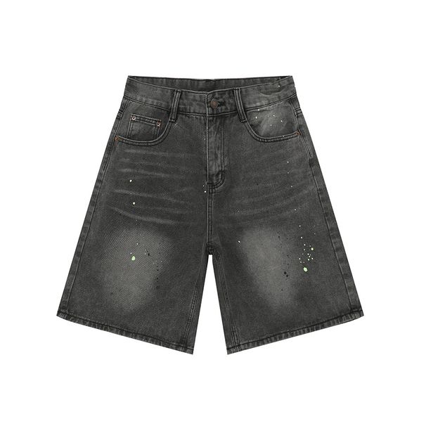 Men's Clothing Summer Ink Splashed Design Loose Wide Leg Black And Gray Jeans_mkmklike.com