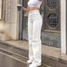 New Jeans Women's Straight Casual Solid Color High Waist Elastic_mkmklike.com