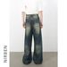 Distressed High Street Jeans – Relaxed Wide-Leg Vintage Denim Pants With Ripped Details_mkmklike.com