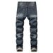 Men's Clothing Men's Ripped Hole Straight Slim Non Stretch Jeans Multi Tattered Men's North Trousers_mkmklike.com