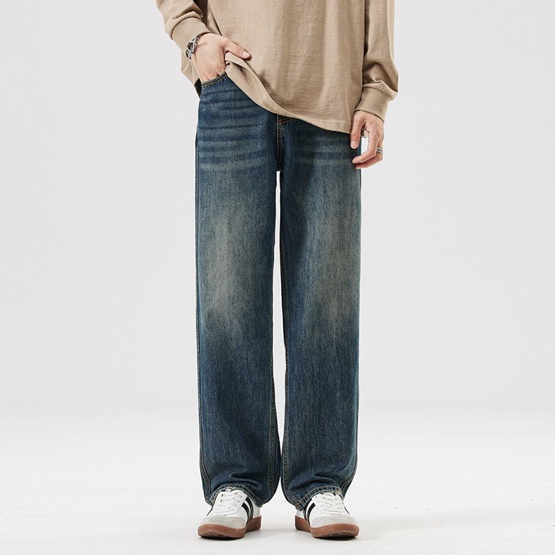 Lyocell Sky Jeans For Men Spring/Summer Thin, Loose, Straight, Large, Ice Silk Drop, Wide Legs, Long Pants Trendy_mkmklike.com