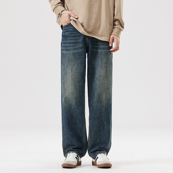 Lyocell Sky Jeans For Men Spring/Summer Thin, Loose, Straight, Large, Ice Silk Drop, Wide Legs, Long Pants Trendy_mkmklike.com