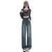 Women's High-waisted Wide-leg Jeans, Spring-summer Thin Style, 2025 New Model, Petite Retro Slim-fit Straight Pants_mkmklike.com
