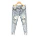 Ins Korean Version Men's Ripped Hole Slim Fit Nine Inch Jeans Summer Youth Fashion Light Blue Rotten Legs Tight Fitting_mkmklike.com