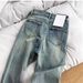 Women's High-Waisted Flared Jeans – Vintage Blue Wash, Stretch Denim & Horsehoof Hem For Retro Chic_mkmklike.com