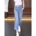 Women's Summer Thin Straight Leg Jeans Loose Fit Elastic Waist Cropped Wide Leg Pants Plus Size Pear Shaped Figures_mkmklike.com