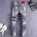Men's Clothing Men's Distressed Skinny Jeans Gray Washed Paint Trendy Retro High Street Fashion European American Style Slim Fit_mkmklike.com