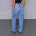 Women's Mid-Rise Washed Denim Jeans Straight Leg Casual Workwear Pants For Everyday Street Style Comfortable Mid-Rise Fit_mkmklike.com