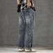 New Spring Jeans Men's Harlan Loose Trendy Brand American Retro Washing Double Craft Medium Waist Large Size Youth Embroidery_mkmklike.com