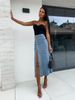 Women's Clothing Cross Border Women's Clothing Button Irregular Slit Half Length Denim Skirt High Waist Sexy Slim Hip Skirt Spot_mkmklike.com