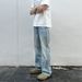 Men's Clothing Ice Blue Cream 517 Flared Loose Wide Leg Washed Vintage Jeans Silo Straight_mkmklike.com