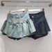 Retro Hot Girl Ruffled Denim Short Skirt Female 2025 Spring And Summer Age Reducing Pants Skirt A Line Puffy Skirt_mkmklike.com
