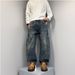 Men's Heavyweight Curved Jeans Loose Straight Leg Casual Tapered Wide Leg Pants Trendy Autumn Winter Retro Style_mkmklike.com
