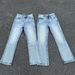 "Ice Blue Marble Wash Distressed Flared Jeans For Men – Vintage Snowflake Pattern & Comfort Fit, Versatile Casual & Commuting Trousers_mkmklike.com