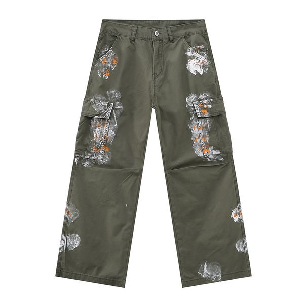 Men's Vintage Heavy-Duty Paint-Distressed Workwear Jeans – Multi-Pocket Utility Pants With Relaxed Fit & Raw Edge Detailing"_mkmklike.com