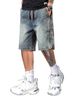 Men's Retro Blue Shorts Decorative Button Details 5 Inch Inseam Loose Straight Leg Casual Breathable Summer Shorts_mkmklike.com