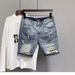 Men’s Distressed Denim Shorts – Trendy Ripped & Printed Streetwear (Blue, Sizes 28-36)_mkmklike.com