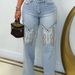 S391349 Cross-Border Women's Wholesale Fashion Classic Embroidery Retro Artistic Blue High-Waisted Wide-Leg Denim Pants_mkmklike.com