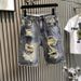 Men's Trendy Ripped Denim Shorts High End Style Five Point mid Length Casual Summer Pants for Teenagers_mkmklike.com