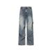 Men's Washed Blue Jeans Spring Autumn Retro Trendy Loose Straight Leg High Street Style New Pants_mkmklike.com