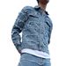 Personalized Tassel Men's Denim Jacket, Fashionable Casual Trendy Brand Washed Patch Frayed Edge Top Jacket_mkmklike.com