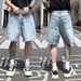 Men's Washed Ripped Denim Shorts Trendy Brand Casual Loose Straight Leg Five Point Pants Summer_mkmklike.com