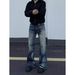 Men's Clean Fit Relaxed Straight-Leg Bootcut Jeans – Vintage Washed Distressed Denim With Cat Whiskers (Blue, S-3xl)_mkmklike.com