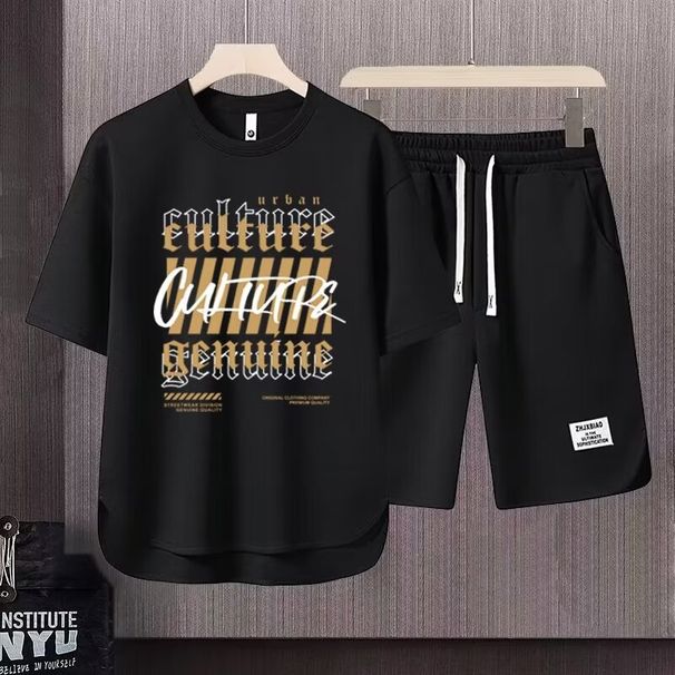 Men's Clothing 2024 Waffle Casual Summer Suit Men's Loose Teen Short sleeved T shirt Shorts Handsome Two piece Suit_mkmklike.com