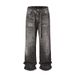 Men's Clothing High Street Washed Loose Wide Leg Full Diamond Distressed High-Waisted Wide-Leg Jeans With Rhinestone Belt – Vintage Washed Denim Pants_mkmklike.com