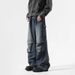 FUIV American Style Jeans Men's Summer Design Sense Fashion Trend Washed And Worn Workwear Wide Straight Leg Pants_mkmklike.com
