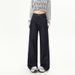 Retro Dark Blue Wide-leg Jeans For Women, 2024 Autumn High-waisted Loose Slimming Vintage Casual Drapey Floor-length_mkmklike.com