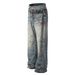 Vintage Washed Denim Jeans With Chain Accent & Paint Splatter – Relaxed Straight Fit (S-XXL)_mkmklike.com