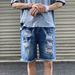 Pulse Ripped Denim For Men Loose Outdoor Wear Five-Point Trendy Brand Mid-Length Shorts Summer Thin Style_mkmklike.com